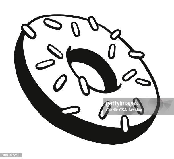 ilustraciones, imágenes clip art, dibujos animados e iconos de stock de rosquilla helado con chispitas - buñuelo en forma de rosca