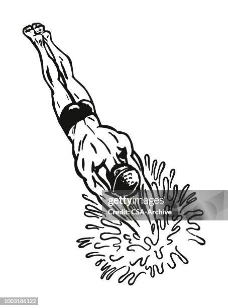 man diving - man swimming in water stock illustrations