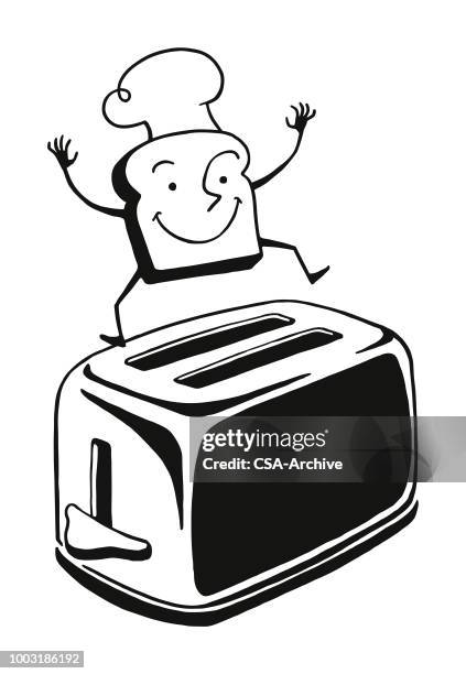 toaster and happy toast - toaster stock illustrations