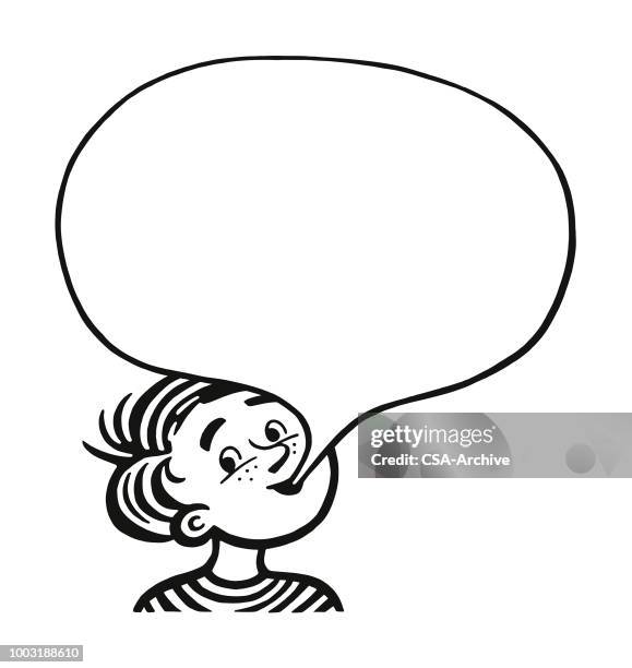 boy with speech balloon - freckle stock illustrations