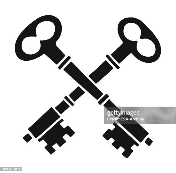 two skeleton keys - ornate key stock illustrations
