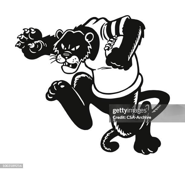 black panther - wildcat mascot stock illustrations