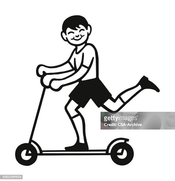 junge auf einem rollstuhl - moped stock-grafiken, -clipart, -cartoons und -symbole