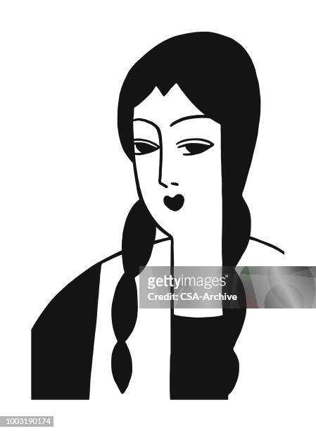 woman with braids - design plat stock illustrations
