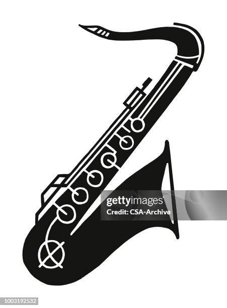 stockillustraties, clipart, cartoons en iconen met saxofoon - saxofoon