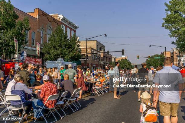 bozeman montana summer street event - small town community stock pictures, royalty-free photos & images
