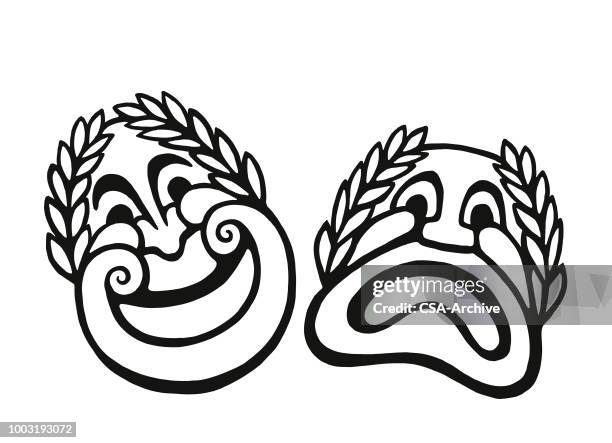 theater masks - human face logo stock illustrations