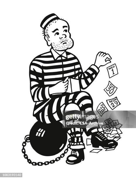 prison inmate counting the days - prisoner vector stock illustrations