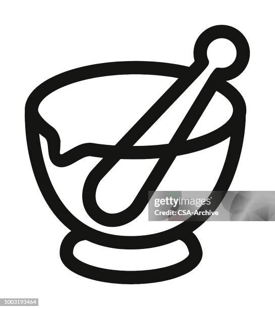 stößel und mörser - mortar and pestle stock-grafiken, -clipart, -cartoons und -symbole