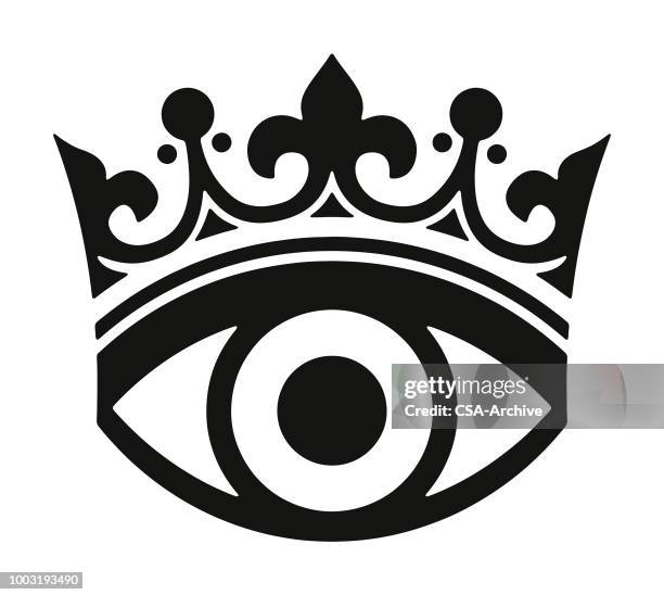 crown and eye - queen royal person stock illustrations