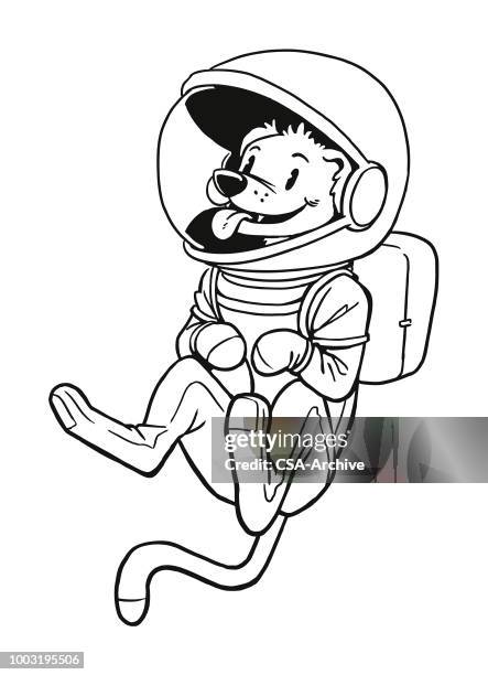 stockillustraties, clipart, cartoons en iconen met astronaut hond - spacewalk