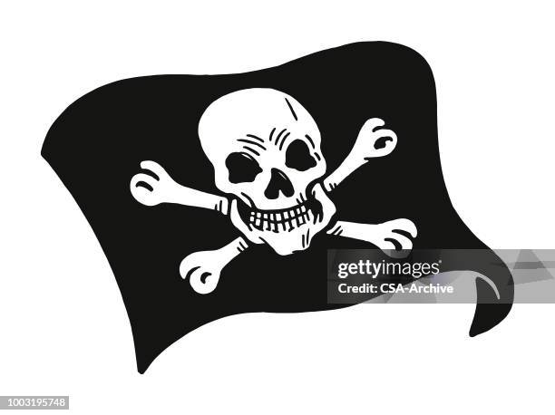 skull and crossbones flag - pirate flag stock illustrations