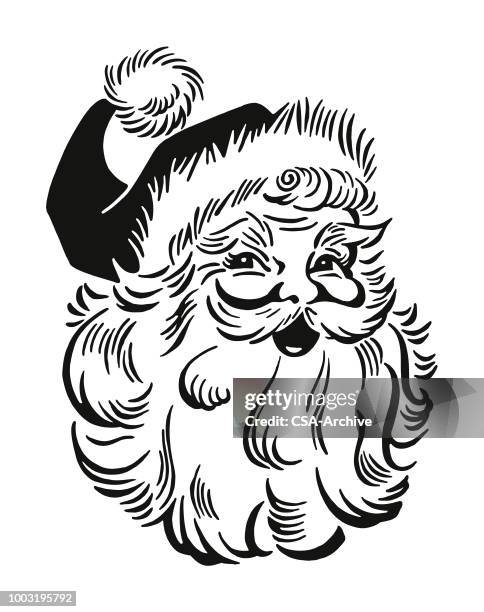 santa claus - santa hat and beard stock illustrations