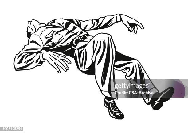 man lying back - dead stock illustrations