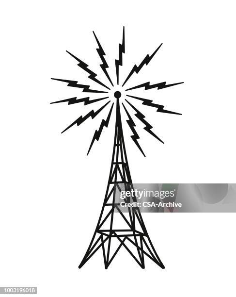 transmission tower - broadcast tower stock illustrations