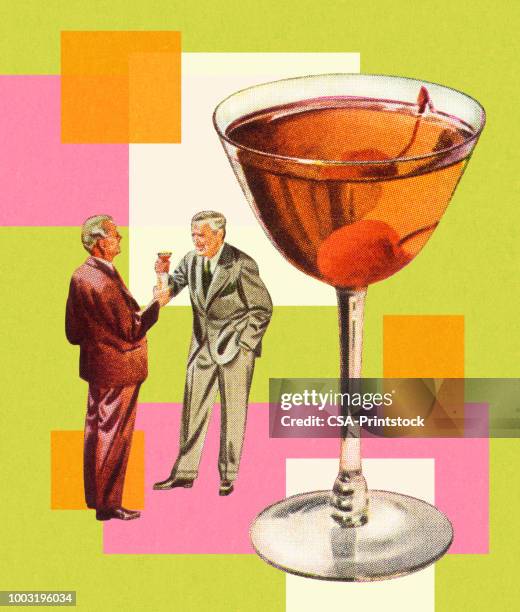 stockillustraties, clipart, cartoons en iconen met twee zakenlieden en een cocktail - cocktail corporate