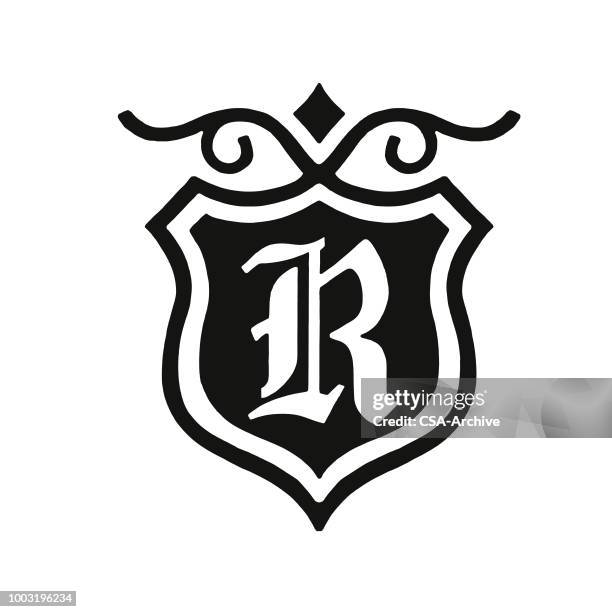 Cursive R Crest Family Crest Logo High Res Illustrations - Getty Images