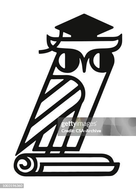 graduate owl - graduates working stock illustrations