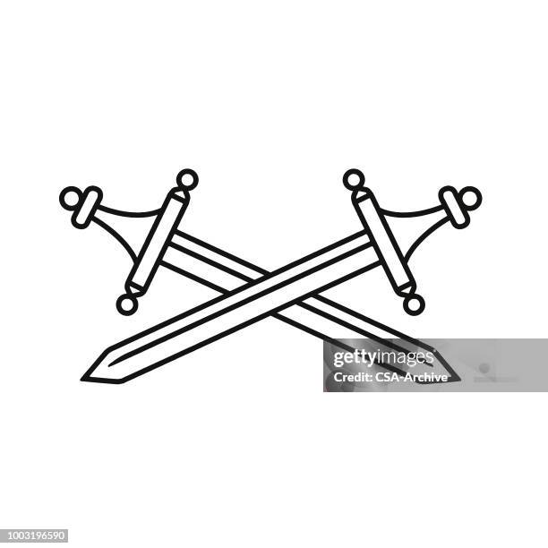 two swords - dagger blade stock illustrations