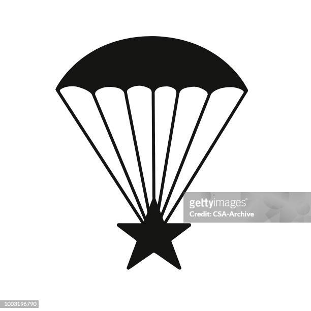 stockillustraties, clipart, cartoons en iconen met parachute en sterren - parachute