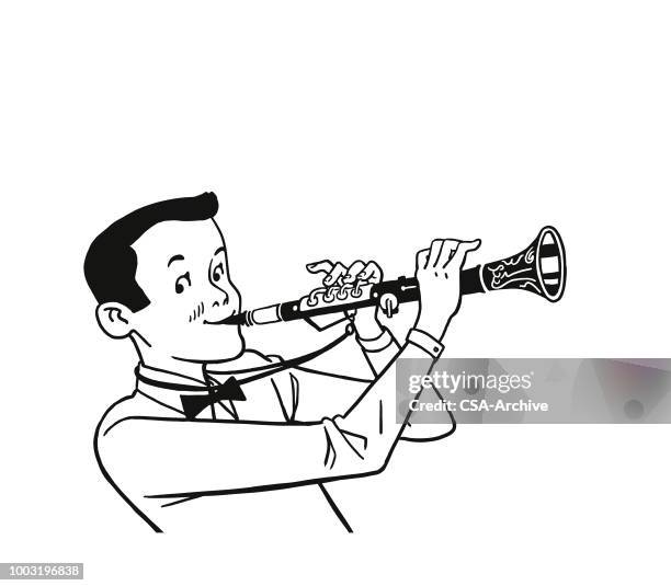 clarinet player - jazz band stock illustrations