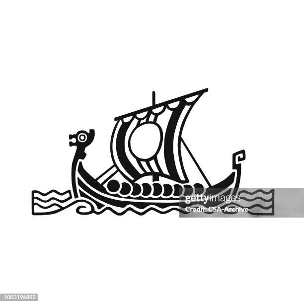 viking ship - vikings logo stock illustrations