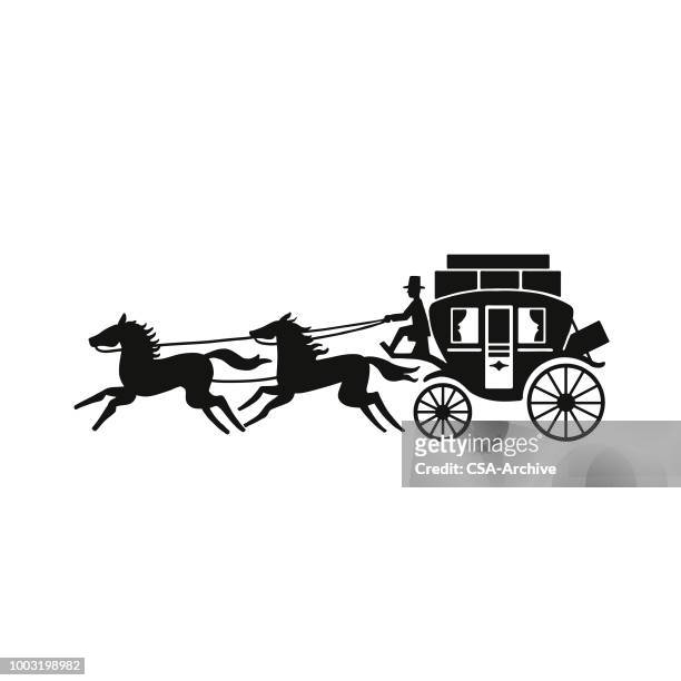 stagecoach - postkutsche stock-grafiken, -clipart, -cartoons und -symbole