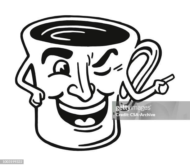winking coffee cup - hot drink stock illustrations