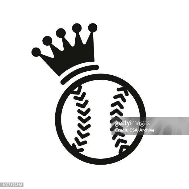 crown and a baseball - softball stock illustrations