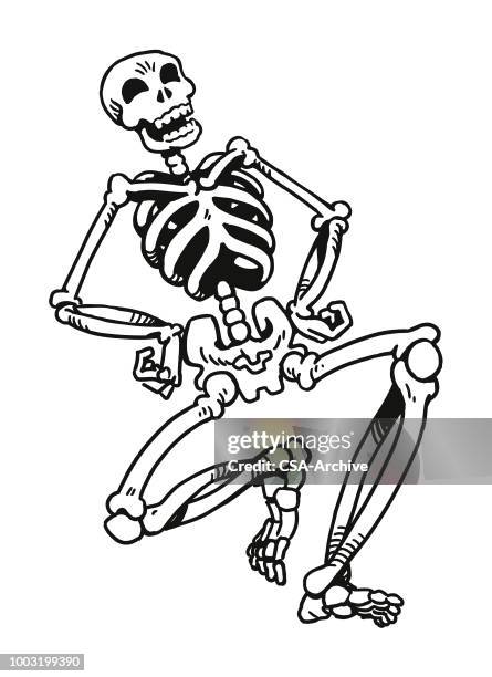 ilustraciones, imágenes clip art, dibujos animados e iconos de stock de riendo esqueleto - esqueleto humano