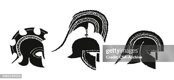 spartan helmets - trojan helmet stock illustrations