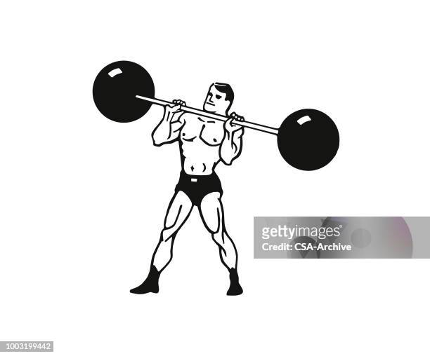 illustrazioni stock, clip art, cartoni animati e icone di tendenza di pesi di sollevamento strongman - strongman