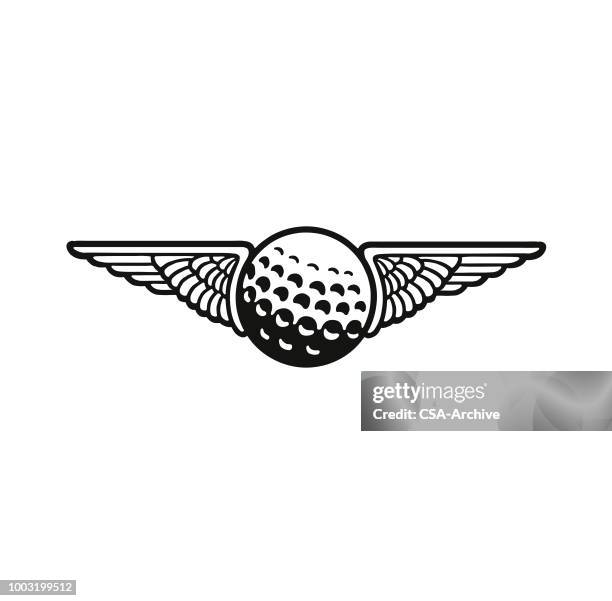 ilustrações de stock, clip art, desenhos animados e ícones de wings and a golf ball - golf