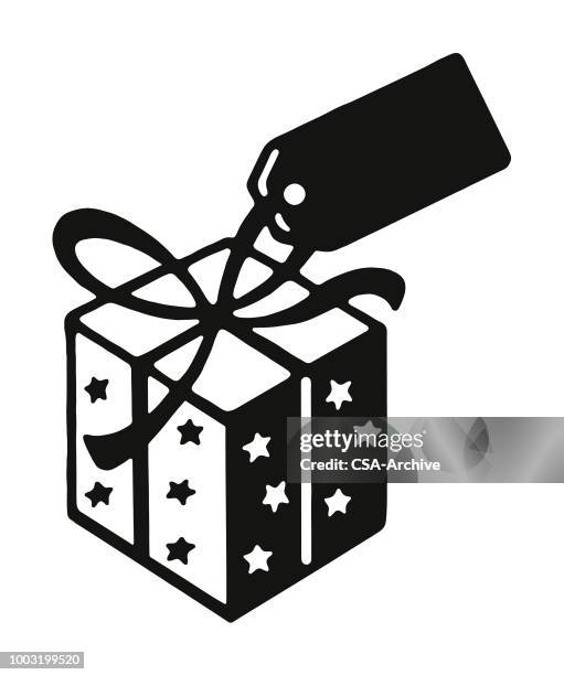 ilustraciones, imágenes clip art, dibujos animados e iconos de stock de presente envuelto con etiqueta - christmas logo