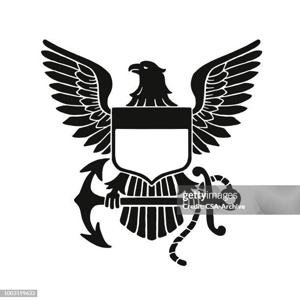 weißkopf-seeadler-emblem - adler stock-grafiken, -clipart, -cartoons und -symbole