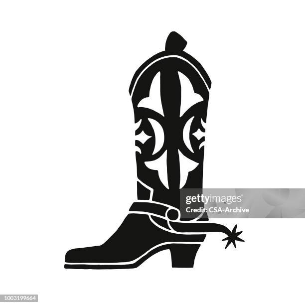illustrations, cliparts, dessins animés et icônes de santiags - western logo