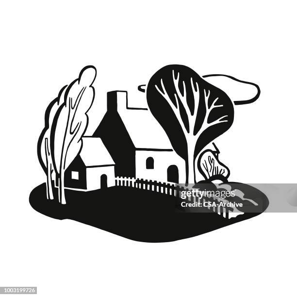 haus und hof - yard line stock-grafiken, -clipart, -cartoons und -symbole