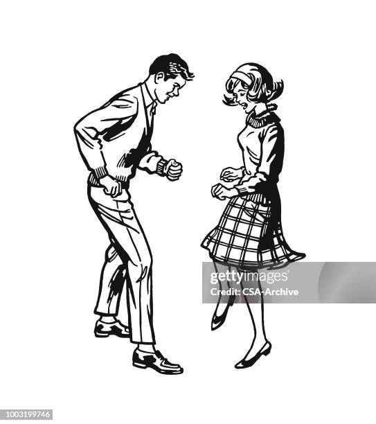 stockillustraties, clipart, cartoons en iconen met tieners dansen - friendship man woman