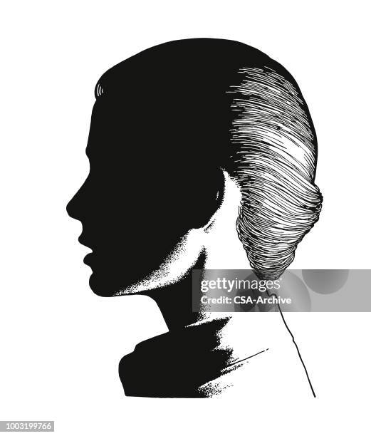 shadowed woman - shadowed face stock illustrations