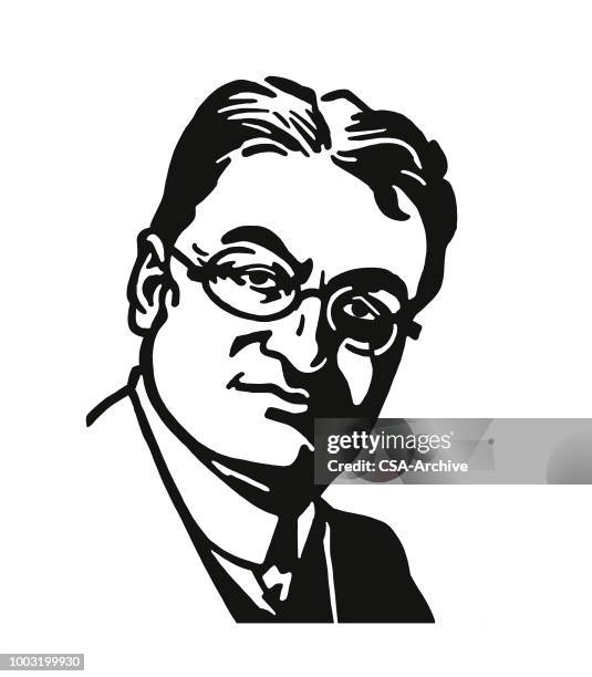 man wearing glasses - professor portrait stock illustrations