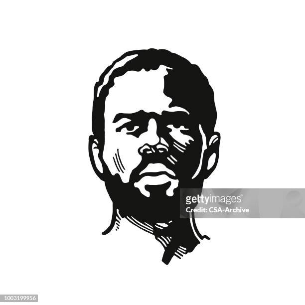 gesicht eines mannes - afrikanischer abstammung stock-grafiken, -clipart, -cartoons und -symbole