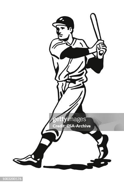 baseball player - baseball swing stock illustrations