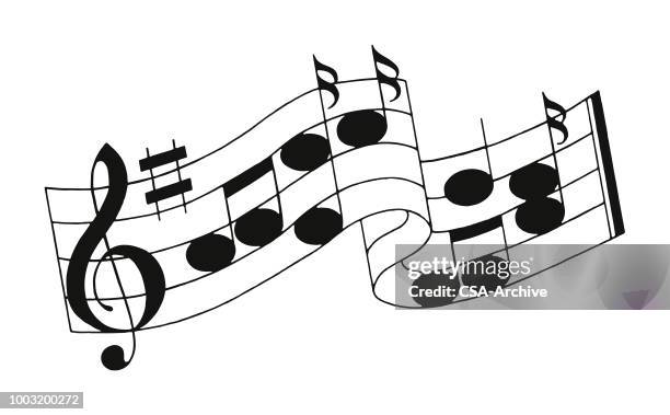 musical notes on a staff - key signature stock illustrations