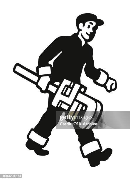 plumber with huge wrench - adjustable wrench stock illustrations