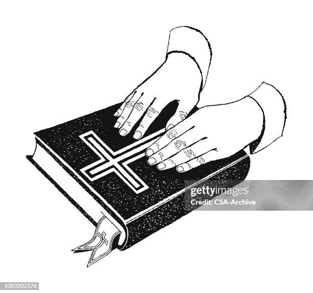 50s' ビンテージプレイハンドランプHOLY BIBLE 手を合わせたランプ Hands On A Bible High-Res Vector Graphic - Getty Images