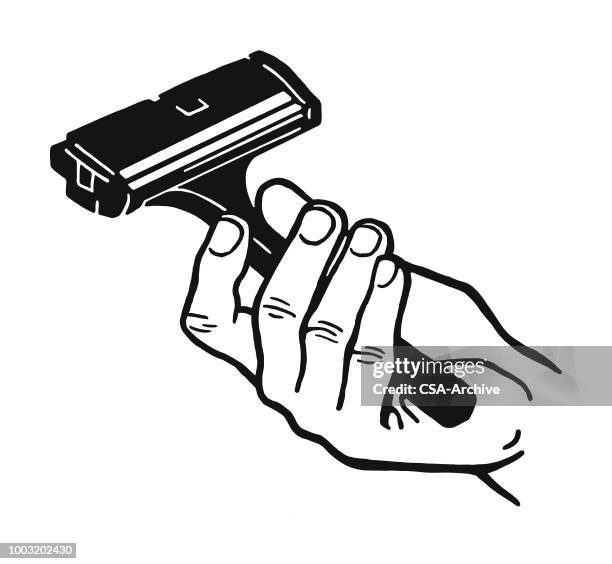 hand holding a razor - electric razor stock illustrations