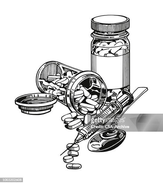 prescription medication - drug addiction stock illustrations
