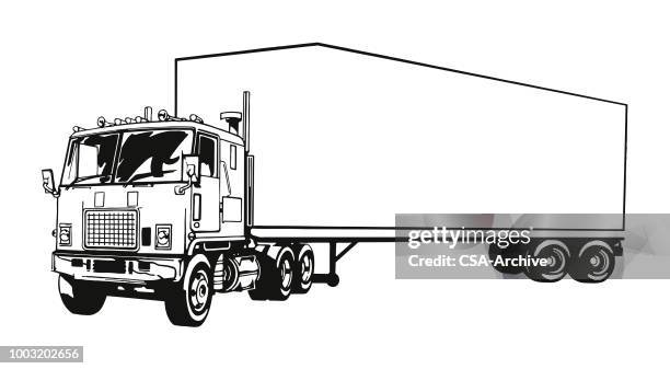 semitrailer truck - removal men stock illustrations