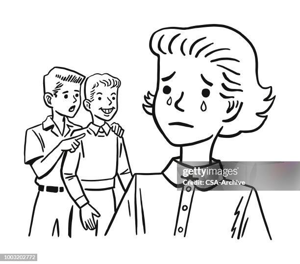 three adolescents - kid crying stock illustrations