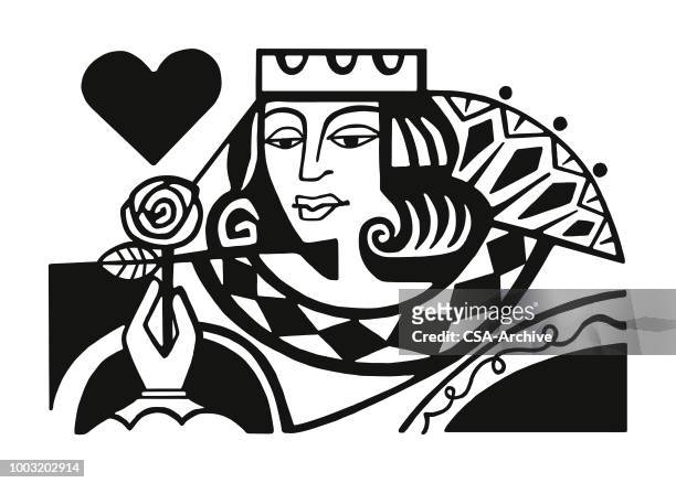 illustrazioni stock, clip art, cartoni animati e icone di tendenza di regina di cuori - queen card